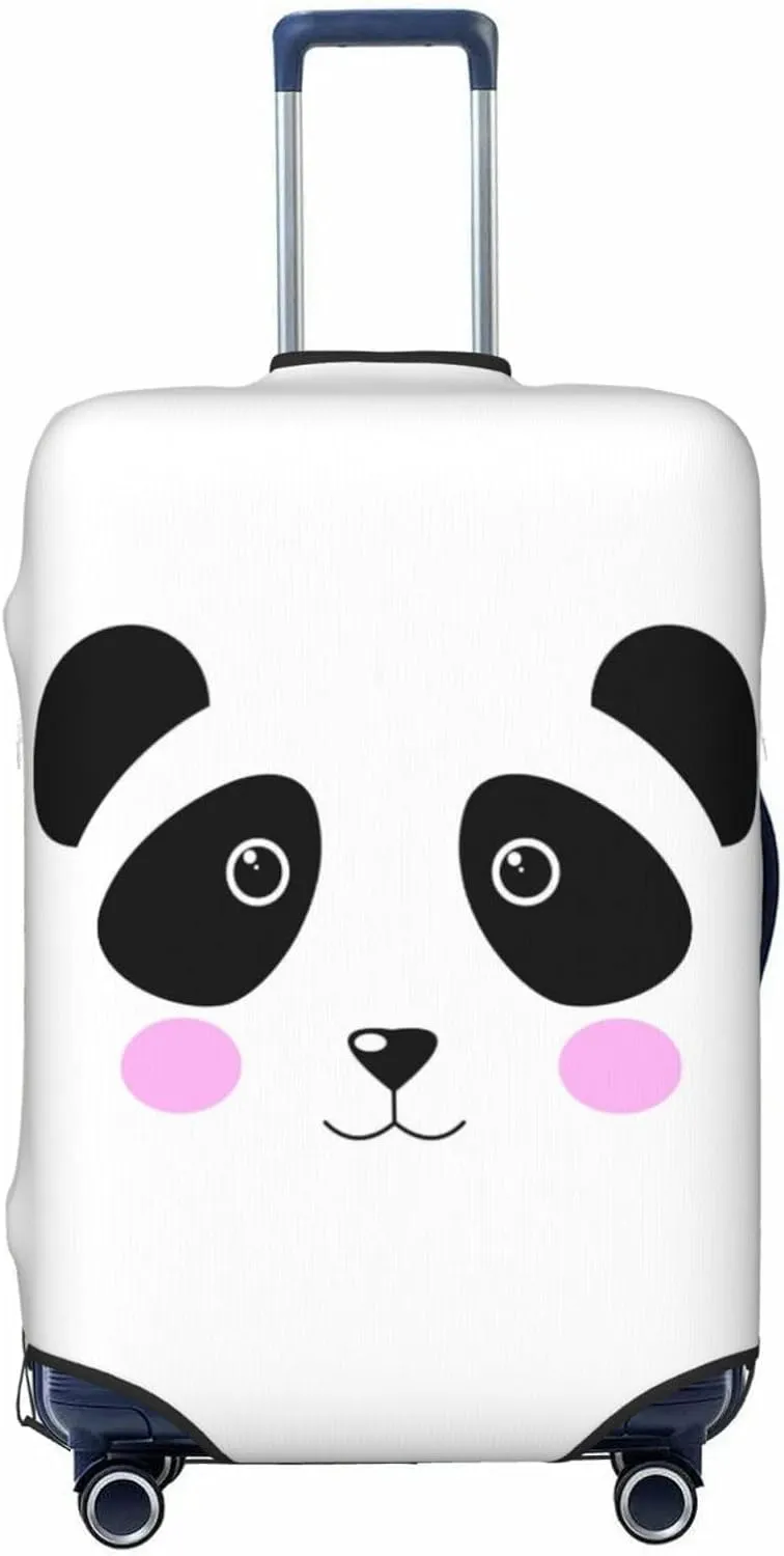 Travel Luggage Cover Suitcase Elastic Washable Stretch Cute Panda Face 2 Suitcase Protector Bag,Anti-Scratch Spandex Double-Sided Baggage Covers For Wheeled Suitcase Kid Adult,Medium