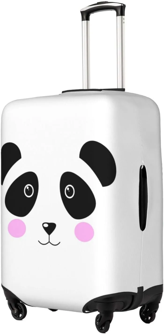 Travel Luggage Cover Suitcase Elastic Washable Stretch Cute Panda Face 2 Suitcase Protector Bag,Anti-Scratch Spandex Double-Sided Baggage Covers For Wheeled Suitcase Kid Adult,Medium