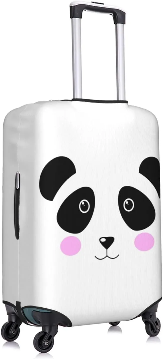 Travel Luggage Cover Suitcase Elastic Washable Stretch Cute Panda Face 2 Suitcase Protector Bag,Anti-Scratch Spandex Double-Sided Baggage Covers For Wheeled Suitcase Kid Adult,Medium