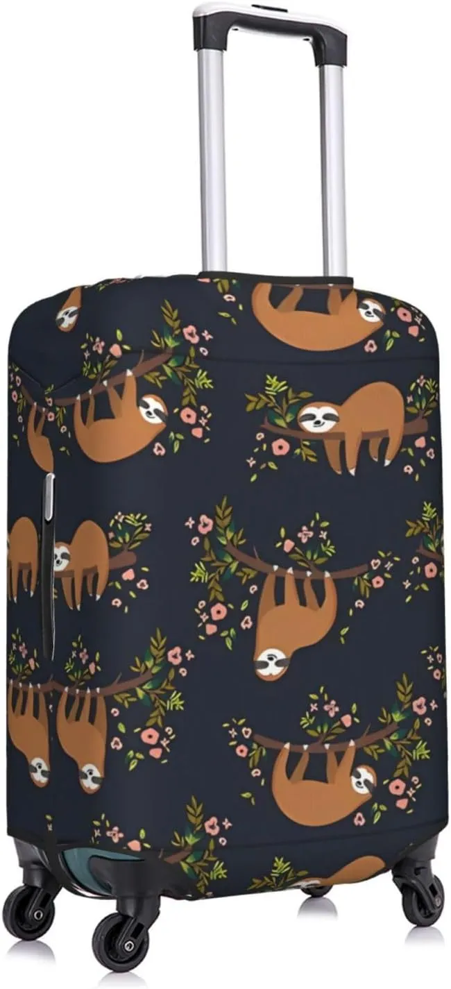 Travel Luggage Cover Suitcase Elastic Washable Stretch Cute Sloth On Tree Suitcase Protector Bag,Anti-Scratch Dust-Proof Double-Sided Baggage Covers For Wheeled Suitcase Kid Adult
