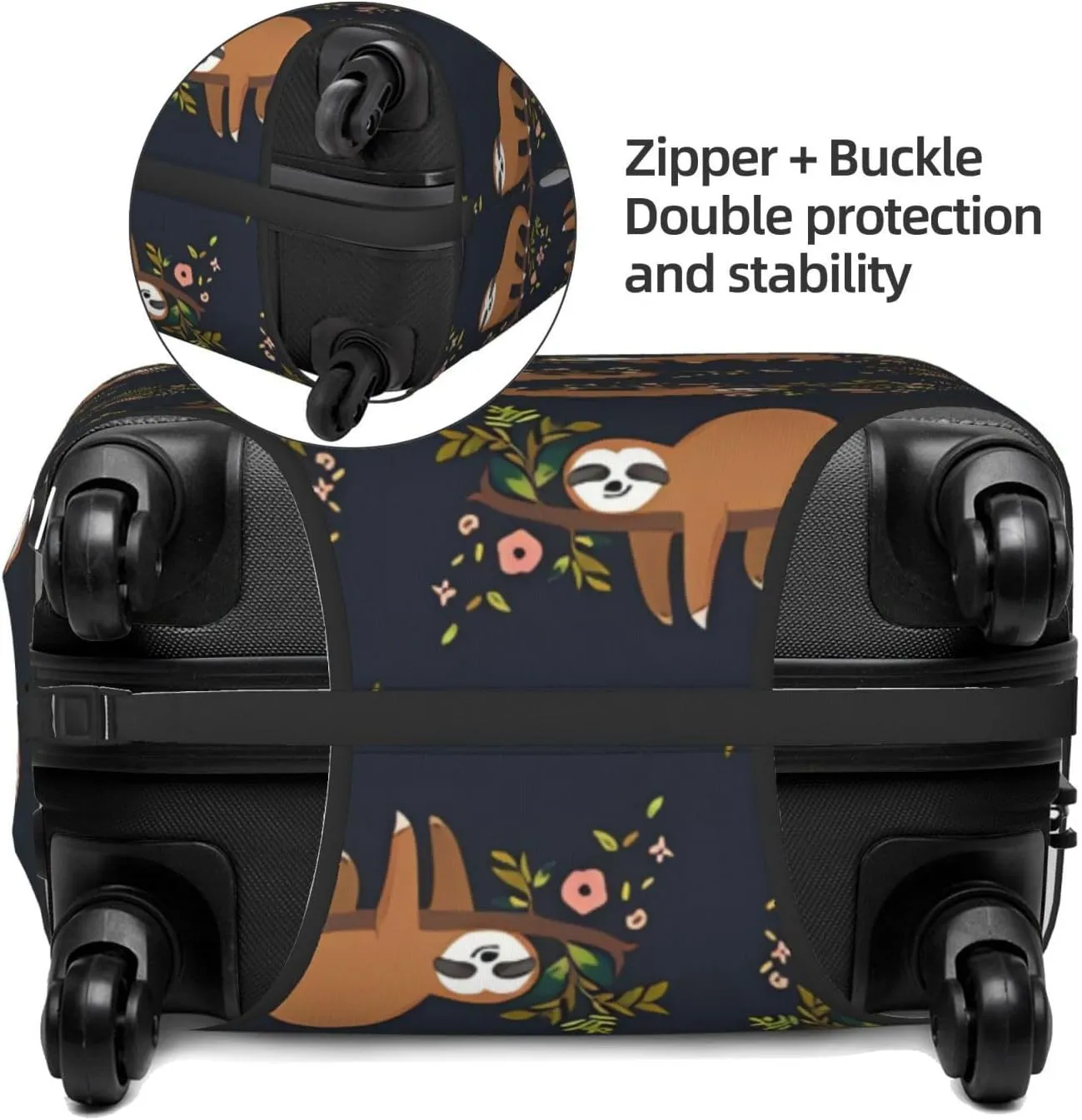 Travel Luggage Cover Suitcase Elastic Washable Stretch Cute Sloth On Tree Suitcase Protector Bag,Anti-Scratch Dust-Proof Double-Sided Baggage Covers For Wheeled Suitcase Kid Adult