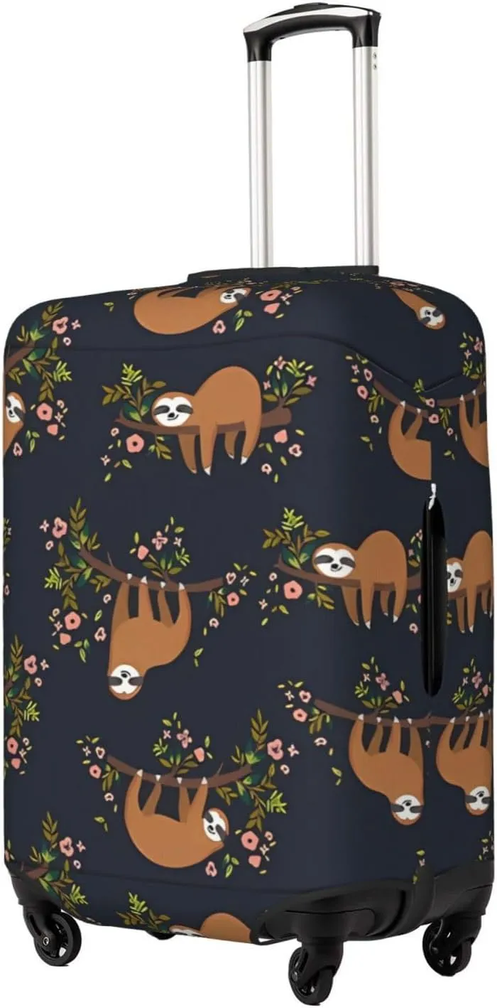 Travel Luggage Cover Suitcase Elastic Washable Stretch Cute Sloth On Tree Suitcase Protector Bag,Anti-Scratch Dust-Proof Double-Sided Baggage Covers For Wheeled Suitcase Kid Adult