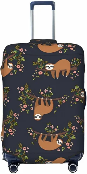 Travel Luggage Cover Suitcase Elastic Washable Stretch Cute Sloth On Tree Suitcase Protector Bag,Anti-Scratch Dust-Proof Double-Sided Baggage Covers For Wheeled Suitcase Kid Adult