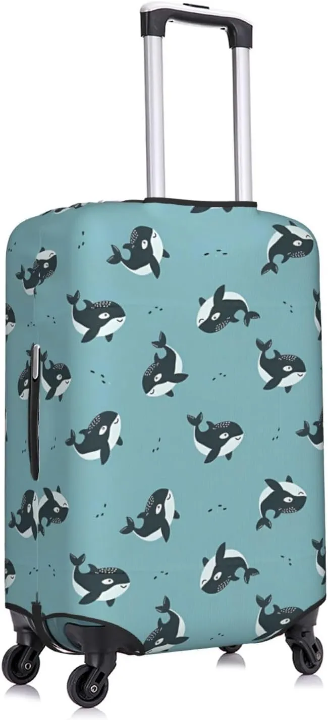 Travel Luggage Cover Suitcase Elastic Washable Stretch Cute Whale Suitcase Protector Bag,Anti-Scratch Spandex Double-Sided Baggage Covers For Wheeled Suitcase Kid Adult