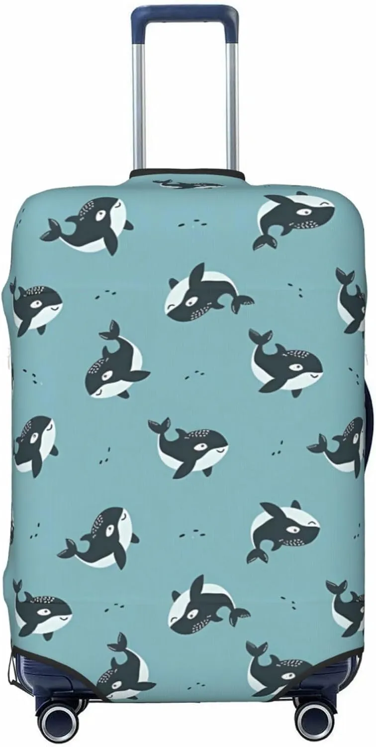 Travel Luggage Cover Suitcase Elastic Washable Stretch Cute Whale Suitcase Protector Bag,Anti-Scratch Spandex Double-Sided Baggage Covers For Wheeled Suitcase Kid Adult