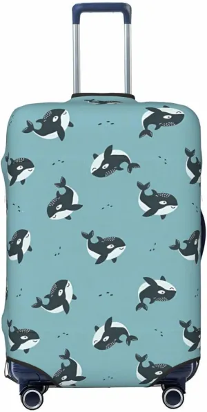 Travel Luggage Cover Suitcase Elastic Washable Stretch Cute Whale Suitcase Protector Bag,Anti-Scratch Spandex Double-Sided Baggage Covers For Wheeled Suitcase Kid Adult