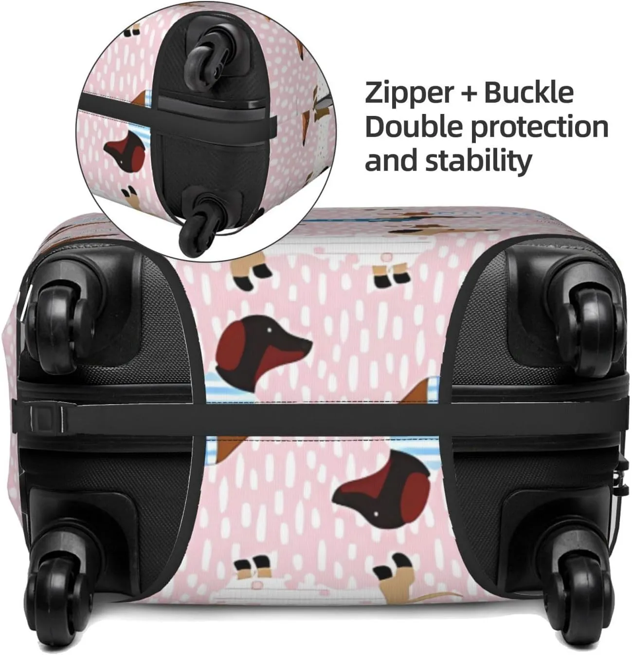 Travel Luggage Cover Suitcase Elastic Washable Stretch Dachshund Dogs In Pajamas Suitcase Protector Bag,Anti-Scratch Spandex Double-Sided Baggage Covers For Wheeled Suitcase Kid Adult