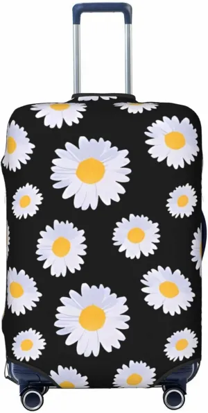 Travel Luggage Cover Suitcase Elastic Washable Stretch Daisies Floral Flower Suitcase Protector Bag,Anti-Scratch Spandex Double-Sided Baggage Covers For Wheeled Suitcase Kid Adult
