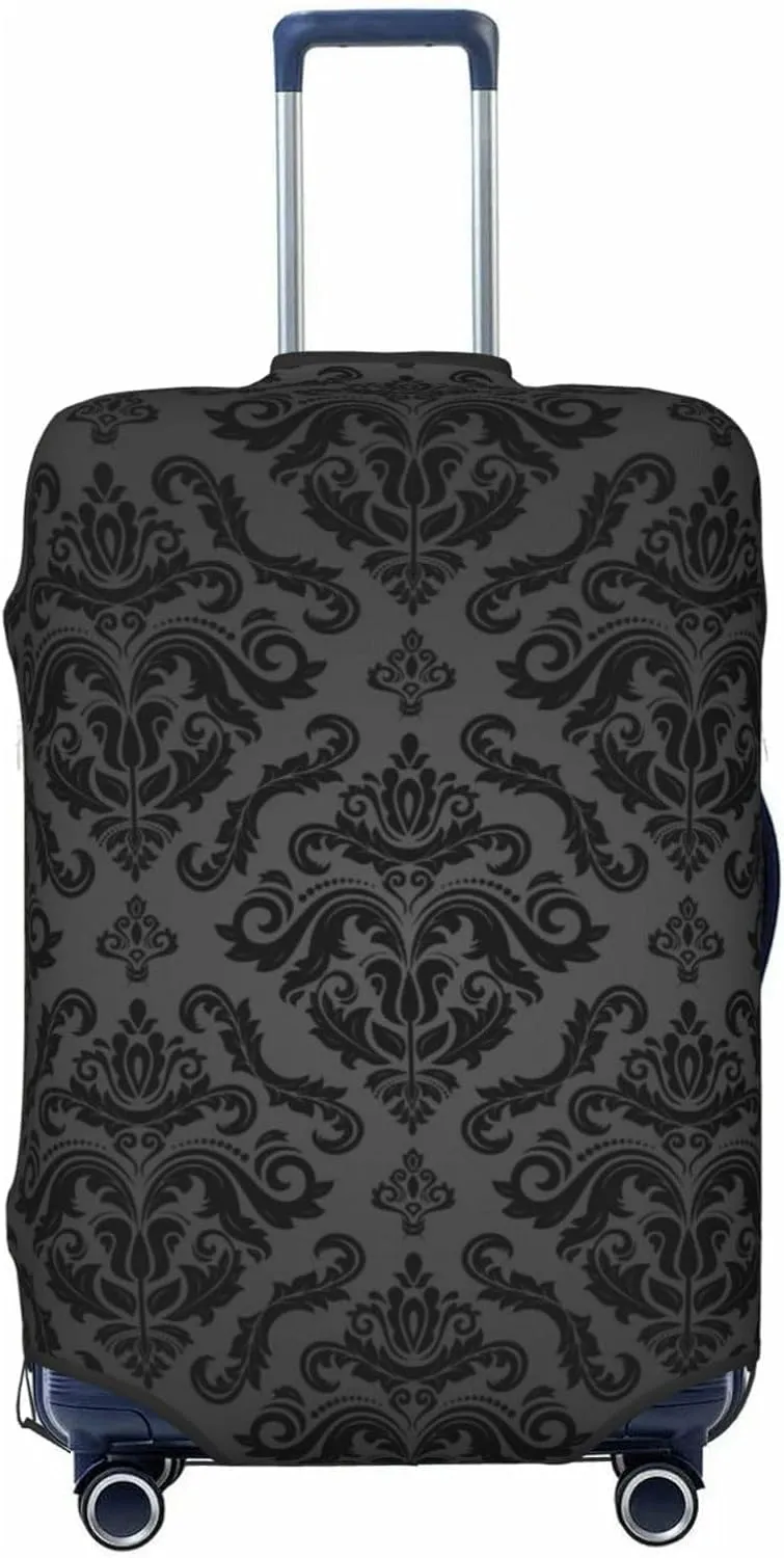 Travel Luggage Cover Suitcase Elastic Washable Stretch Damask Baroque Flower Suitcase Protector Bag,Anti-Scratch Spandex Double-Sided Baggage Covers For Wheeled Suitcase Kid Adult