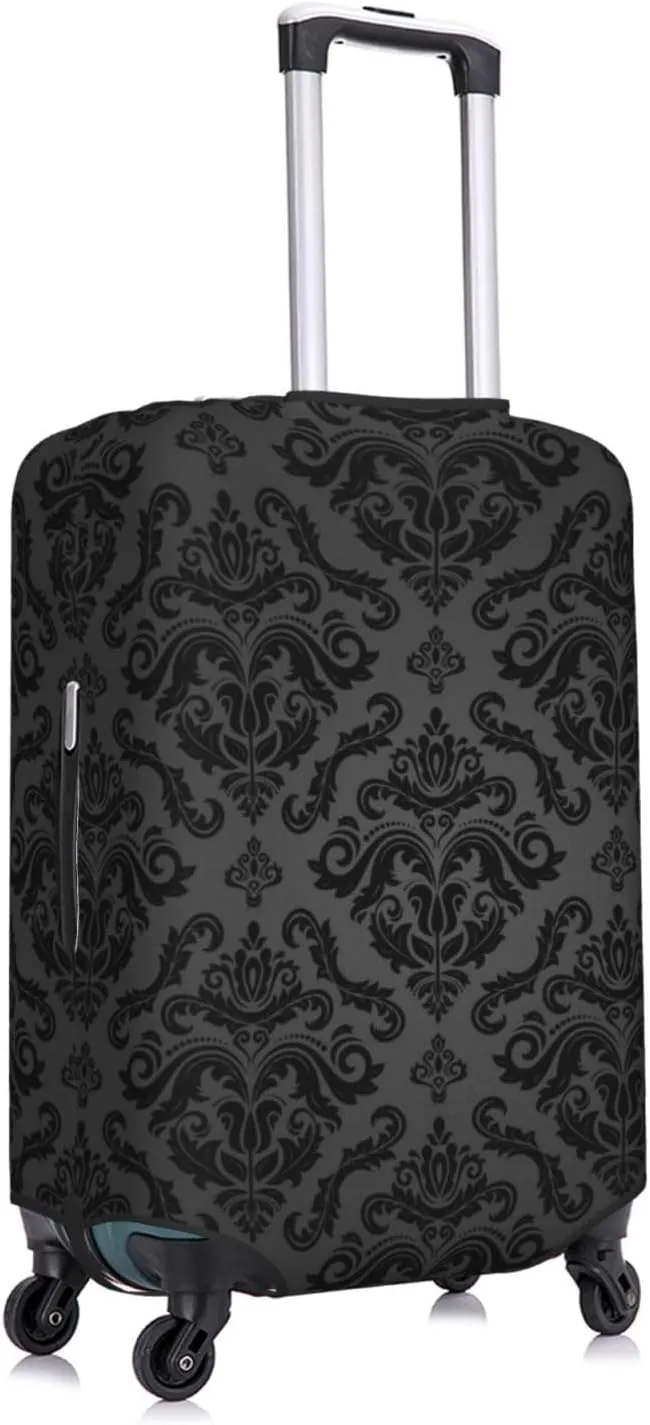 Travel Luggage Cover Suitcase Elastic Washable Stretch Damask Baroque Flower Suitcase Protector Bag,Anti-Scratch Spandex Double-Sided Baggage Covers For Wheeled Suitcase Kid Adult