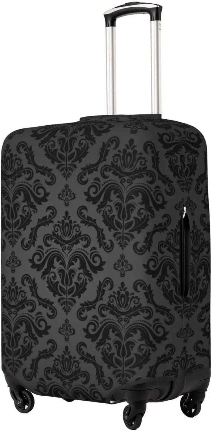 Travel Luggage Cover Suitcase Elastic Washable Stretch Damask Baroque Flower Suitcase Protector Bag,Anti-Scratch Spandex Double-Sided Baggage Covers For Wheeled Suitcase Kid Adult
