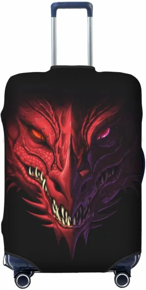 Travel Luggage Cover Suitcase Elastic Washable Stretch Dark Red Dragon Head Suitcase Protector Bag,Anti-Scratch Spandex Double-Sided Baggage Covers For Wheeled Suitcase Kid Adult