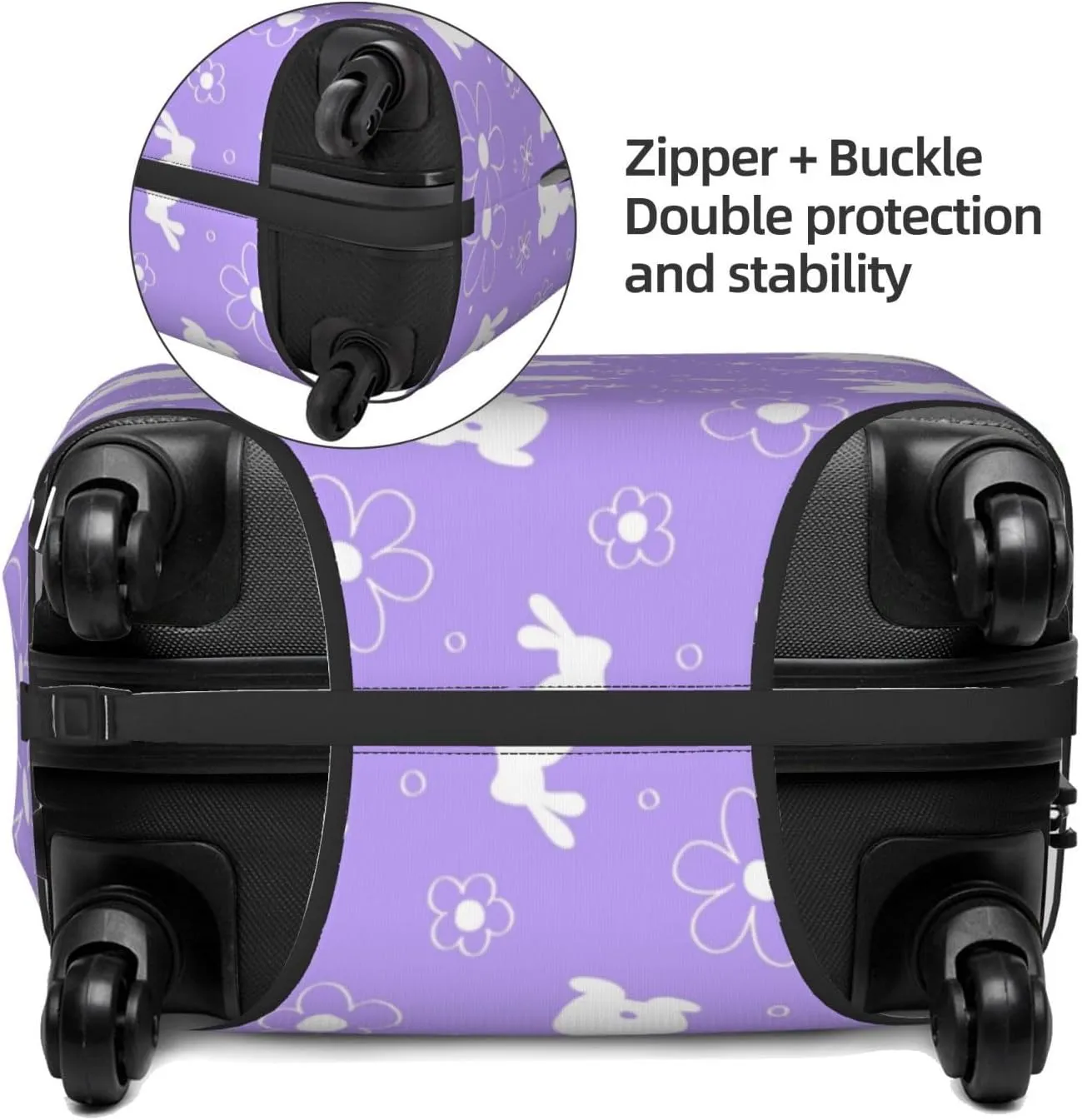 Travel Luggage Cover Suitcase Elastic Washable Stretch Easter Bunnies Flowers Suitcase Protector Bag,Anti-Scratch Spandex With Zipper Closure Baggage Covers For Wheeled Suitcase Kid Adult