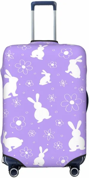 Travel Luggage Cover Suitcase Elastic Washable Stretch Easter Bunnies Flowers Suitcase Protector Bag,Anti-Scratch Spandex With Zipper Closure Baggage Covers For Wheeled Suitcase Kid Adult