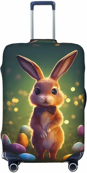 Travel Luggage Cover Suitcase Elastic Washable Stretch Easter Bunny Rabbit Suitcase Protector Bag,Anti-Scratch Spandex With Zipper Closure Baggage Covers For Wheeled Suitcase Kid Adult