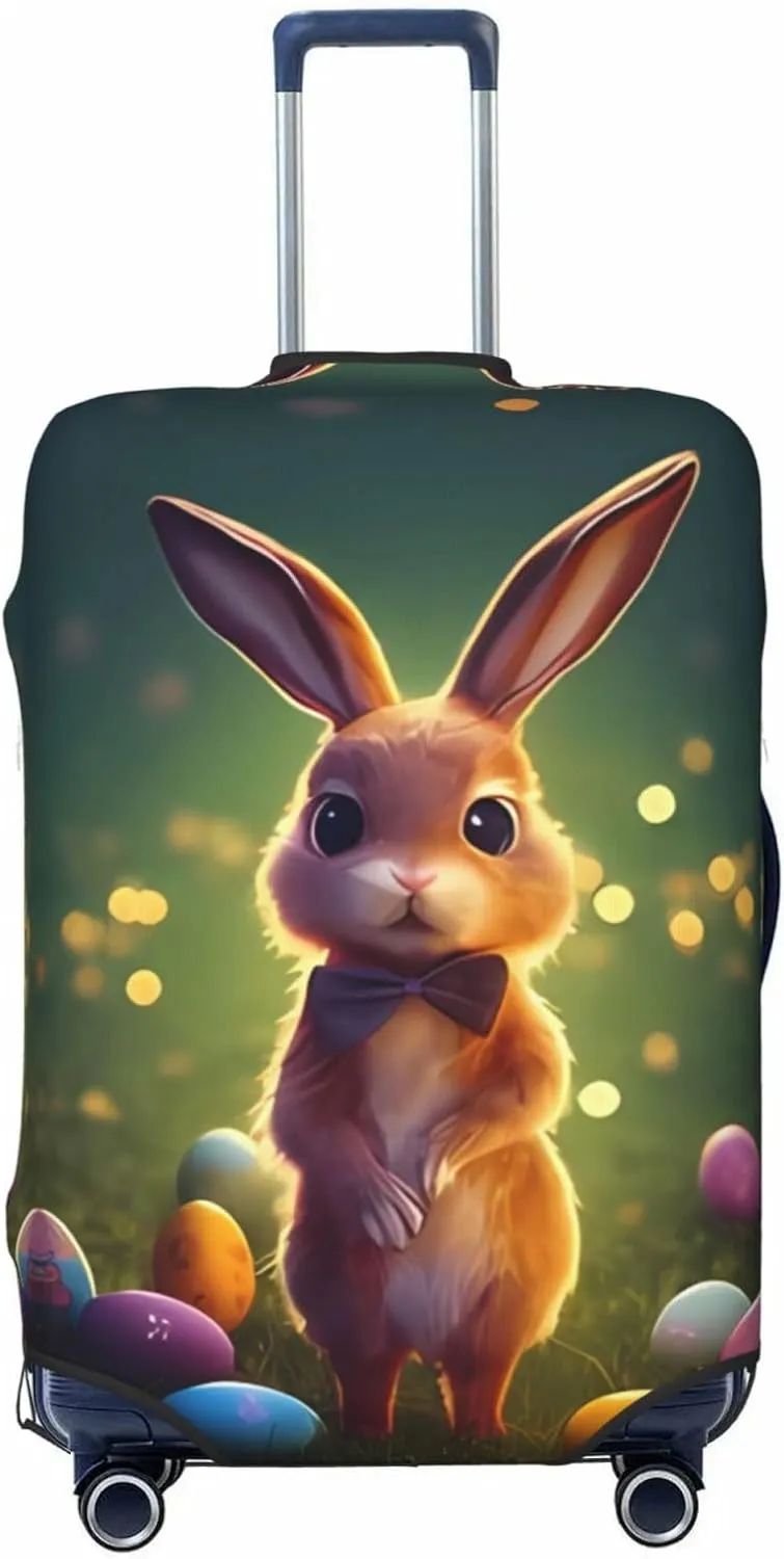 Travel Luggage Cover Suitcase Elastic Washable Stretch Easter Bunny Rabbit Suitcase Protector Bag,Anti-Scratch Spandex With Zipper Closure Baggage Covers For Wheeled Suitcase Kid Adult