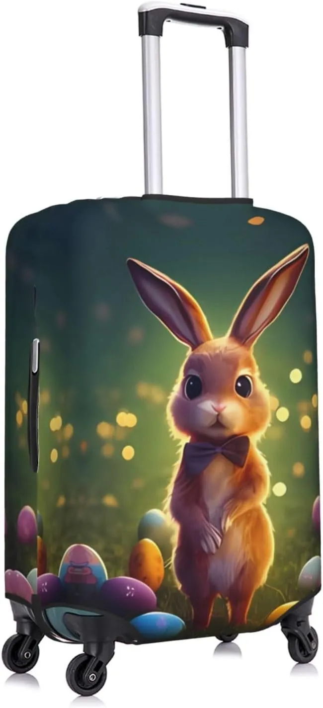 Travel Luggage Cover Suitcase Elastic Washable Stretch Easter Bunny Rabbit Suitcase Protector Bag,Anti-Scratch Spandex With Zipper Closure Baggage Covers For Wheeled Suitcase Kid Adult