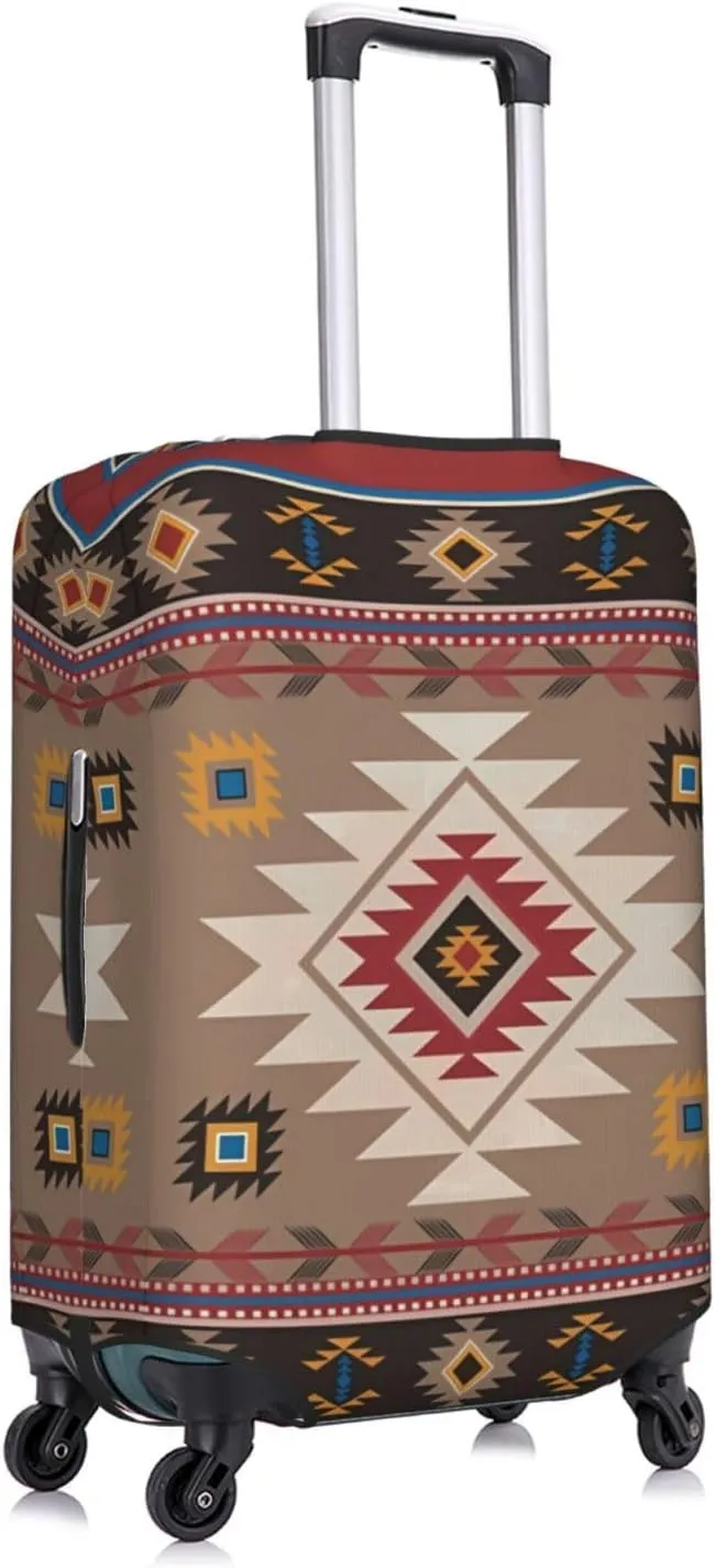 Travel Luggage Cover Suitcase Elastic Washable Stretch Ethnic Tribal Aztec Suitcase Protector Bag,Anti-Scratch Spandex Double-Sided Baggage Covers For Wheeled Suitcase Kid Adult
