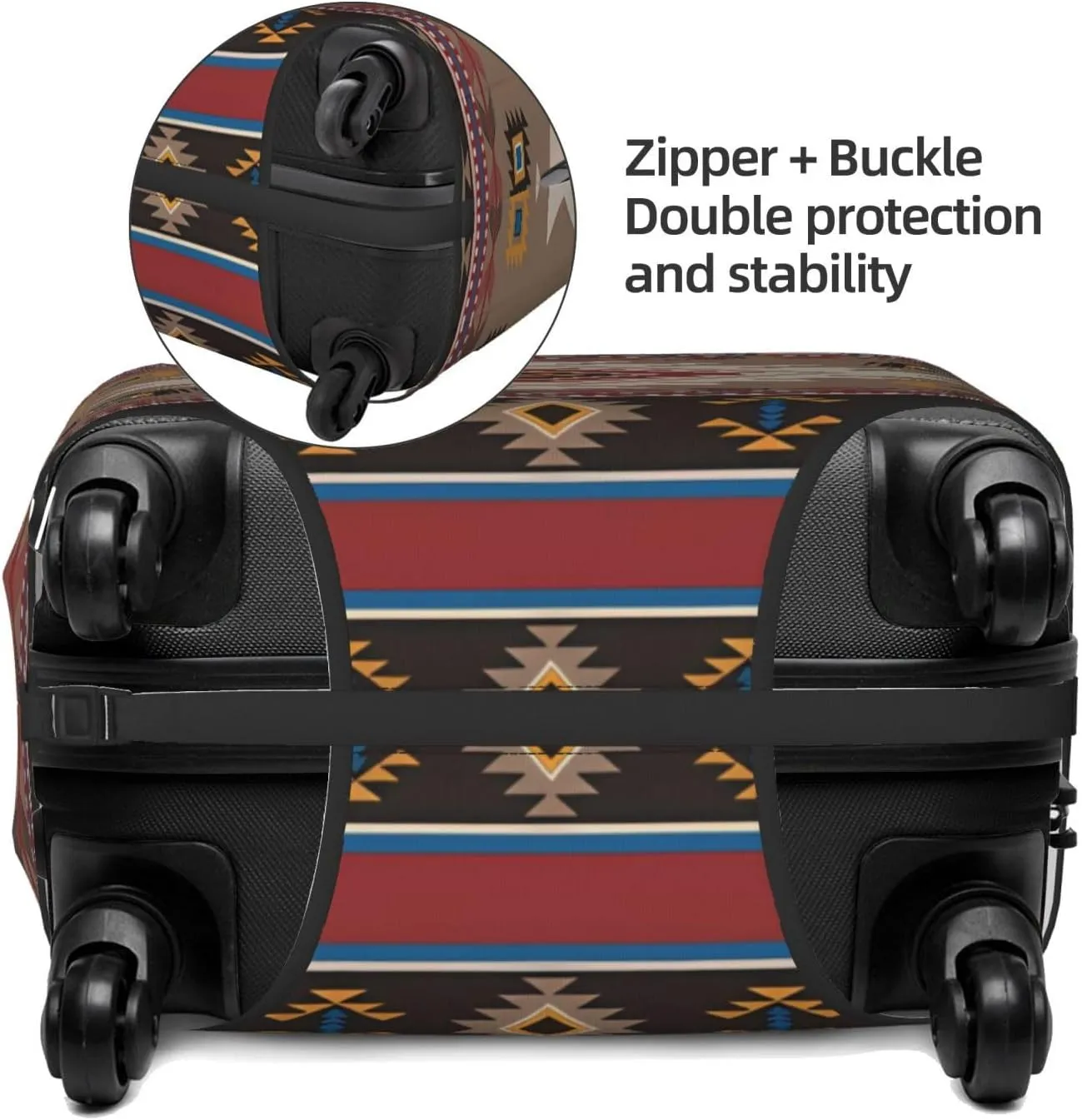 Travel Luggage Cover Suitcase Elastic Washable Stretch Ethnic Tribal Aztec Suitcase Protector Bag,Anti-Scratch Spandex Double-Sided Baggage Covers For Wheeled Suitcase Kid Adult