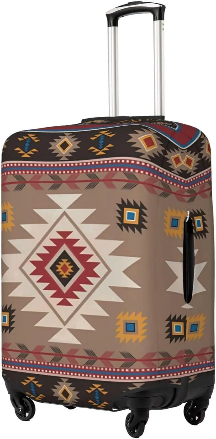 Travel Luggage Cover Suitcase Elastic Washable Stretch Ethnic Tribal Aztec Suitcase Protector Bag,Anti-Scratch Spandex Double-Sided Baggage Covers For Wheeled Suitcase Kid Adult