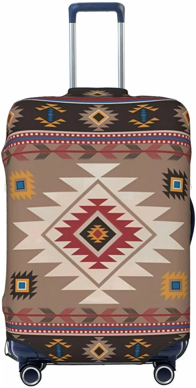 Travel Luggage Cover Suitcase Elastic Washable Stretch Ethnic Tribal Aztec Suitcase Protector Bag,Anti-Scratch Spandex Double-Sided Baggage Covers For Wheeled Suitcase Kid Adult