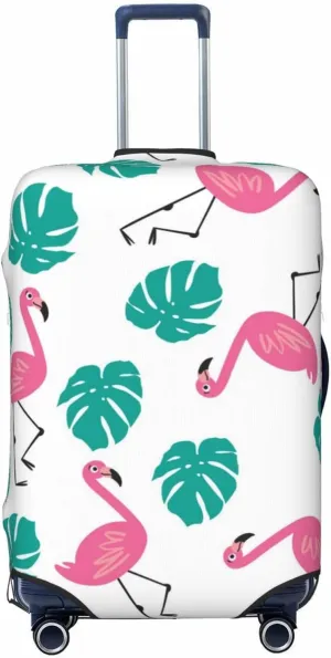 Travel Luggage Cover Suitcase Elastic Washable Stretch Exotic Birds Tropical Palm Leaves Suitcase Protector Bag,Anti-Scratch Spandex Double-Sided Baggage Covers For Wheeled Suitcase Kid Adult