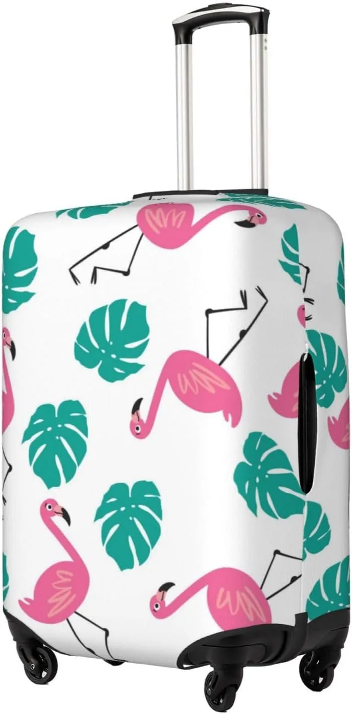 Travel Luggage Cover Suitcase Elastic Washable Stretch Exotic Birds Tropical Palm Leaves Suitcase Protector Bag,Anti-Scratch Spandex Double-Sided Baggage Covers For Wheeled Suitcase Kid Adult