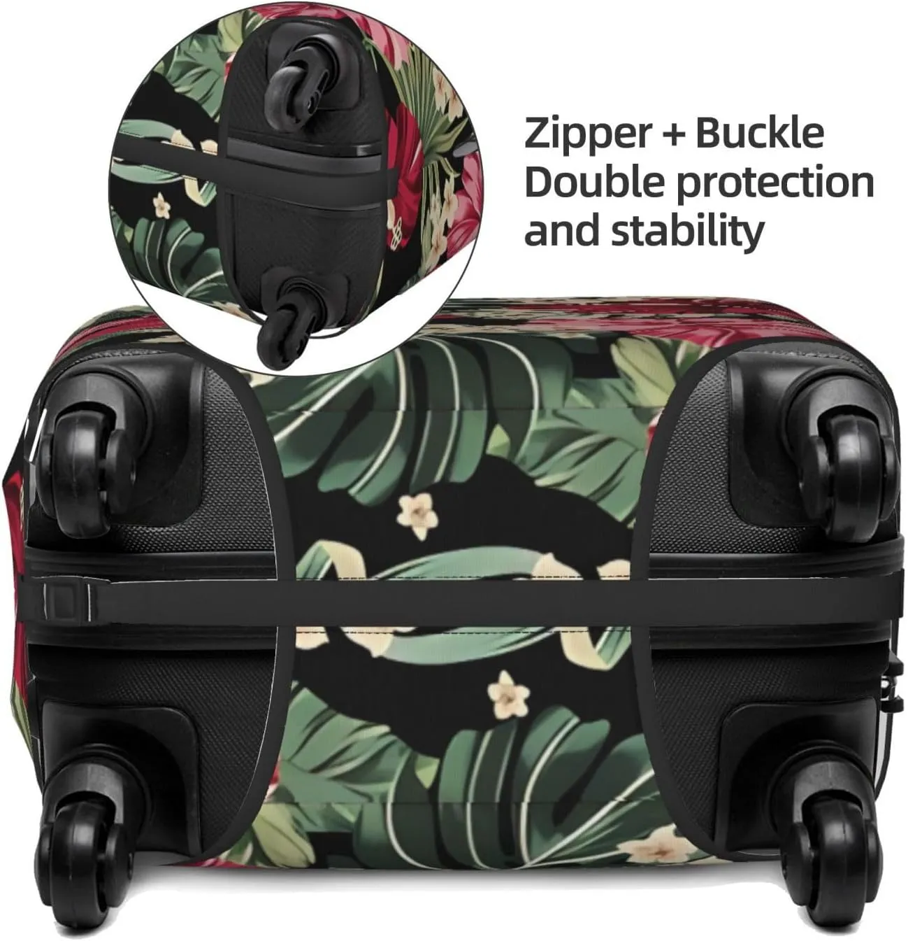 Travel Luggage Cover Suitcase Elastic Washable Stretch Exotic Hawaiian Tripical Flowers Suitcase Protector Bag,Anti-Scratch Spandex Double-Sided Baggage Covers For Wheeled Suitcase Kid Adult