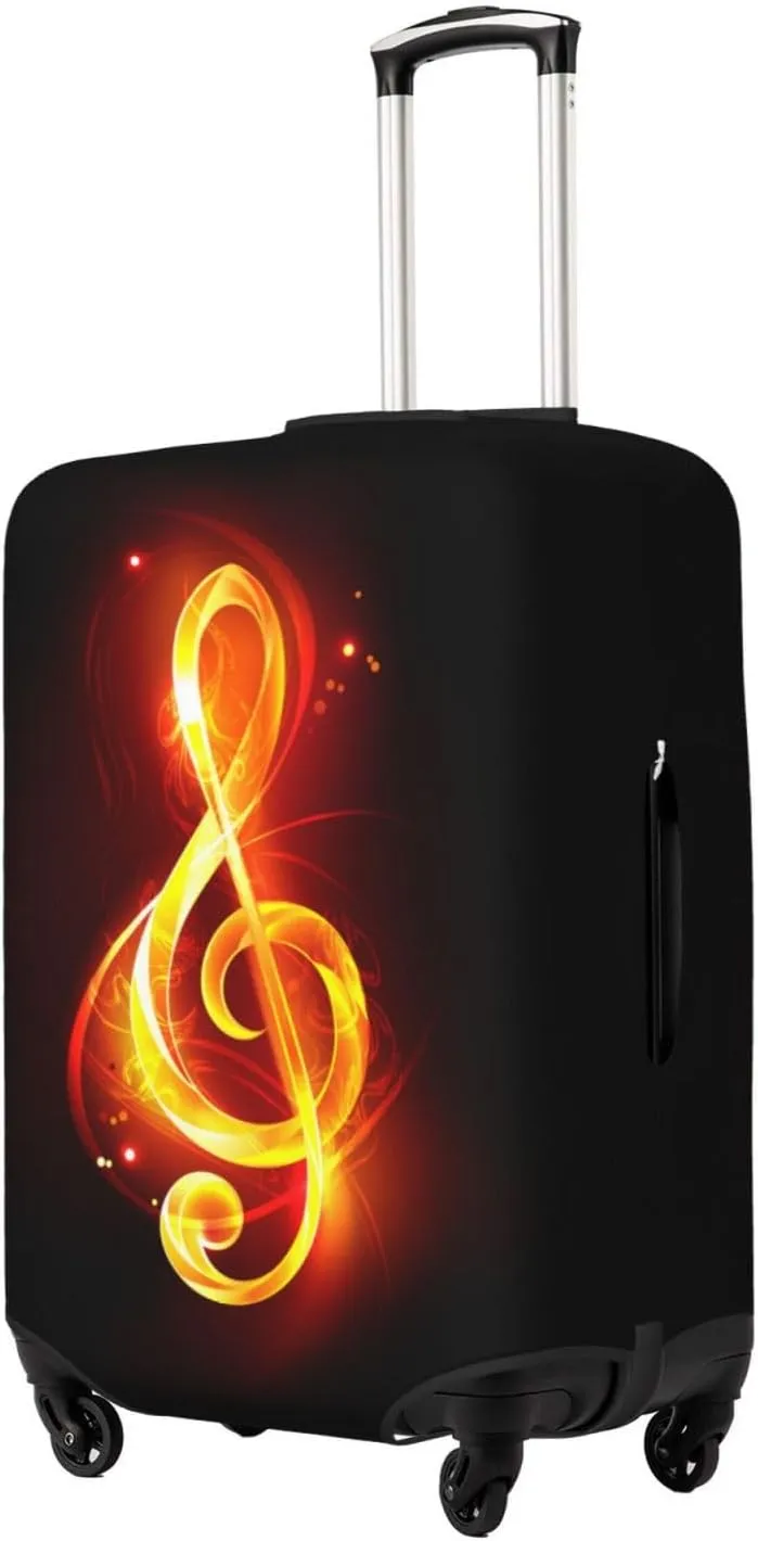 Travel Luggage Cover Suitcase Elastic Washable Stretch Fire Musical Key Suitcase Protector Bag,Anti-Scratch Dust-Proof With Zipper Closure Baggage Covers For Wheeled Suitcase Kid Adult