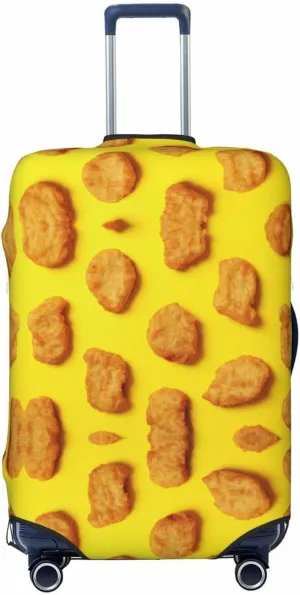 Travel Luggage Cover Suitcase Elastic Washable Stretch Fried Chicken Nuggets Yellow Suitcase Protector Bag,Anti-Scratch Spandex Double-Sided Baggage Covers For Wheeled Suitcase Kid Adult