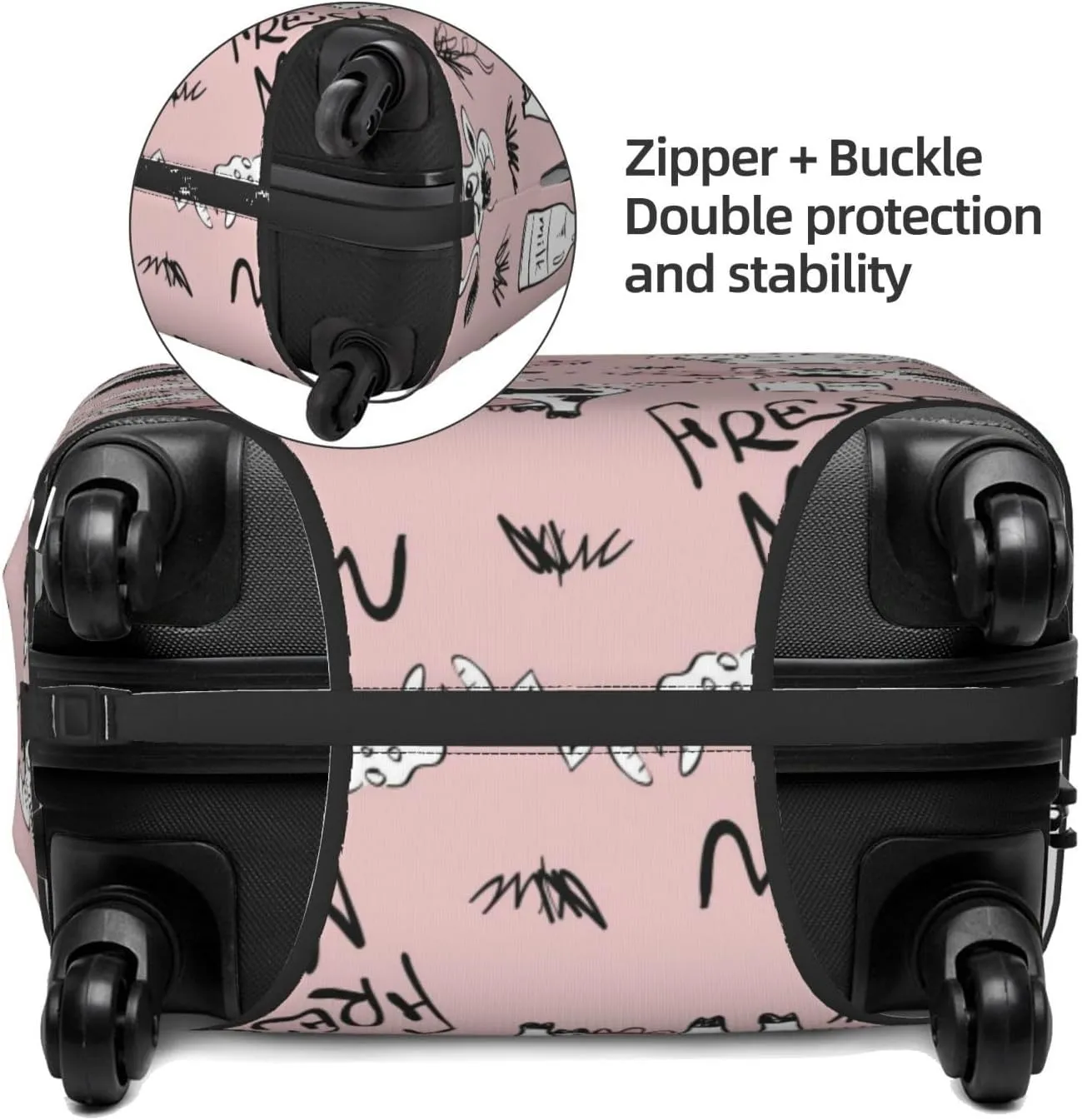 Travel Luggage Cover Suitcase Elastic Washable Stretch Funny Cows Milk Pink Suitcase Protector Bag,Anti-Scratch Dust-Proof With Zipper Closure