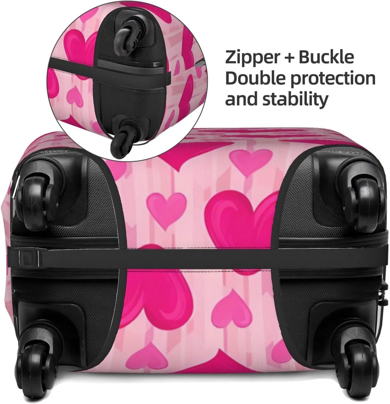 Travel Luggage Cover Suitcase Elastic Washable Stretch Hearts Suitcase Protector Bag,Anti-Scratch Spandex Double-Sided Baggage Covers For Wheeled Suitcase Kid Adult