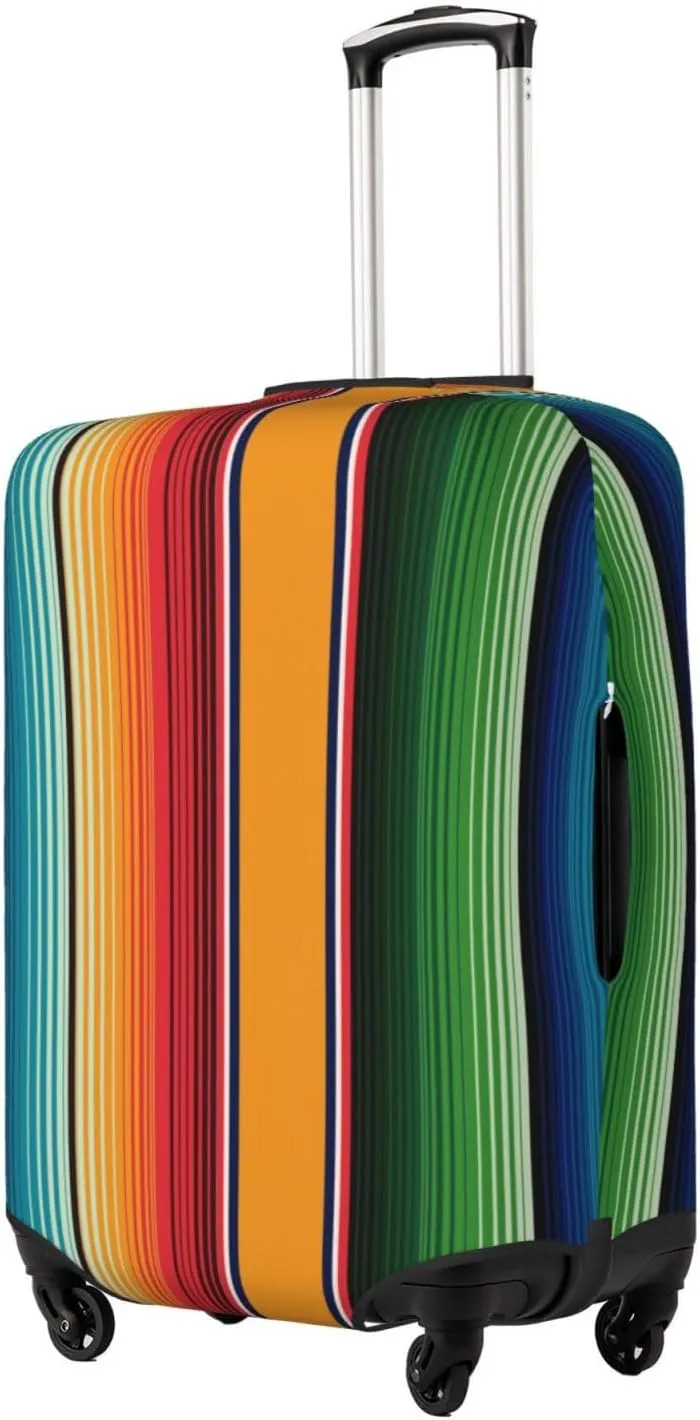 Travel Luggage Cover Suitcase Elastic Washable Stretch Mexican Serape Stripes Suitcase Protector Bag,Anti-Scratch Spandex Double-Sided Baggage Covers For Wheeled Suitcase Kid Adult