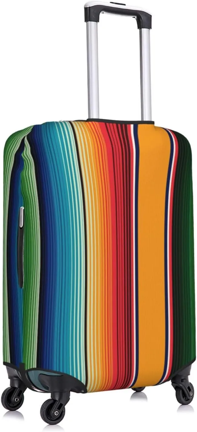 Travel Luggage Cover Suitcase Elastic Washable Stretch Mexican Serape Stripes Suitcase Protector Bag,Anti-Scratch Spandex Double-Sided Baggage Covers For Wheeled Suitcase Kid Adult