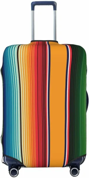 Travel Luggage Cover Suitcase Elastic Washable Stretch Mexican Serape Stripes Suitcase Protector Bag,Anti-Scratch Spandex Double-Sided Baggage Covers For Wheeled Suitcase Kid Adult