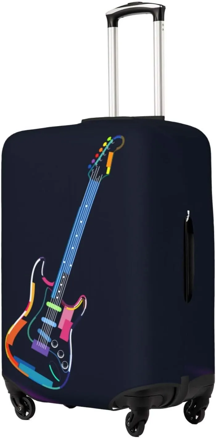 Travel Luggage Cover Suitcase Elastic Washable Stretch Multicolored Electric Guitar Suitcase Protector Bag,Anti-Scratch Dust-Proof With Zipper Closure Baggage Covers For Wheeled Suitcase Kid Adult