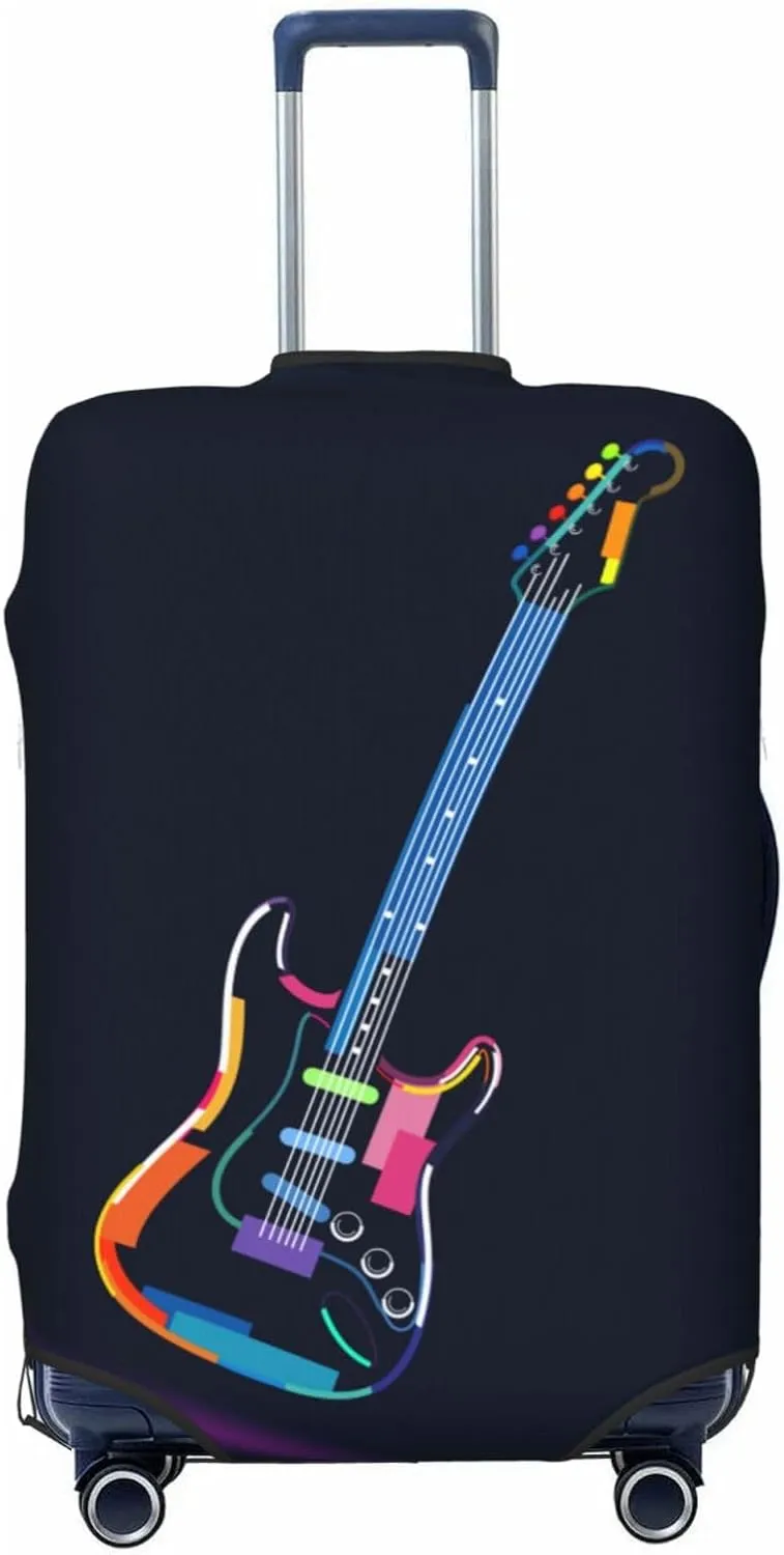 Travel Luggage Cover Suitcase Elastic Washable Stretch Multicolored Electric Guitar Suitcase Protector Bag,Anti-Scratch Dust-Proof With Zipper Closure Baggage Covers For Wheeled Suitcase Kid Adult