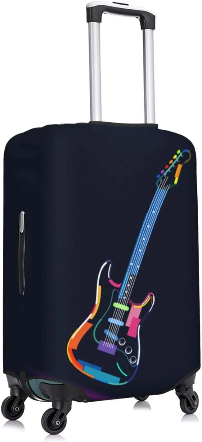 Travel Luggage Cover Suitcase Elastic Washable Stretch Multicolored Electric Guitar Suitcase Protector Bag,Anti-Scratch Dust-Proof With Zipper Closure Baggage Covers For Wheeled Suitcase Kid Adult