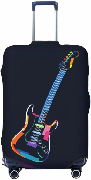 Travel Luggage Cover Suitcase Elastic Washable Stretch Multicolored Electric Guitar Suitcase Protector Bag,Anti-Scratch Dust-Proof With Zipper Closure Baggage Covers For Wheeled Suitcase Kid Adult