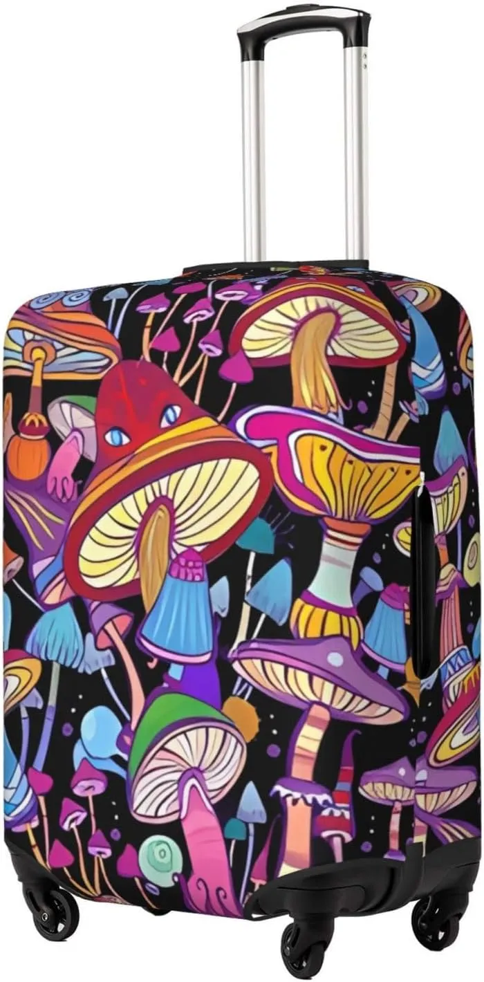 Travel Luggage Cover Suitcase Elastic Washable Stretch Mushrooms Suitcase Protector Bag,Anti-Scratch Spandex With Zipper Closure Baggage Covers For Wheeled Suitcase Kid Adult