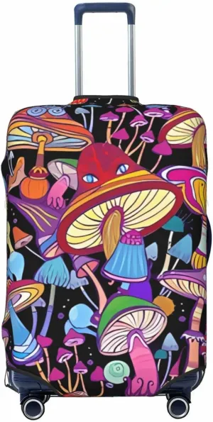 Travel Luggage Cover Suitcase Elastic Washable Stretch Mushrooms Suitcase Protector Bag,Anti-Scratch Spandex With Zipper Closure Baggage Covers For Wheeled Suitcase Kid Adult
