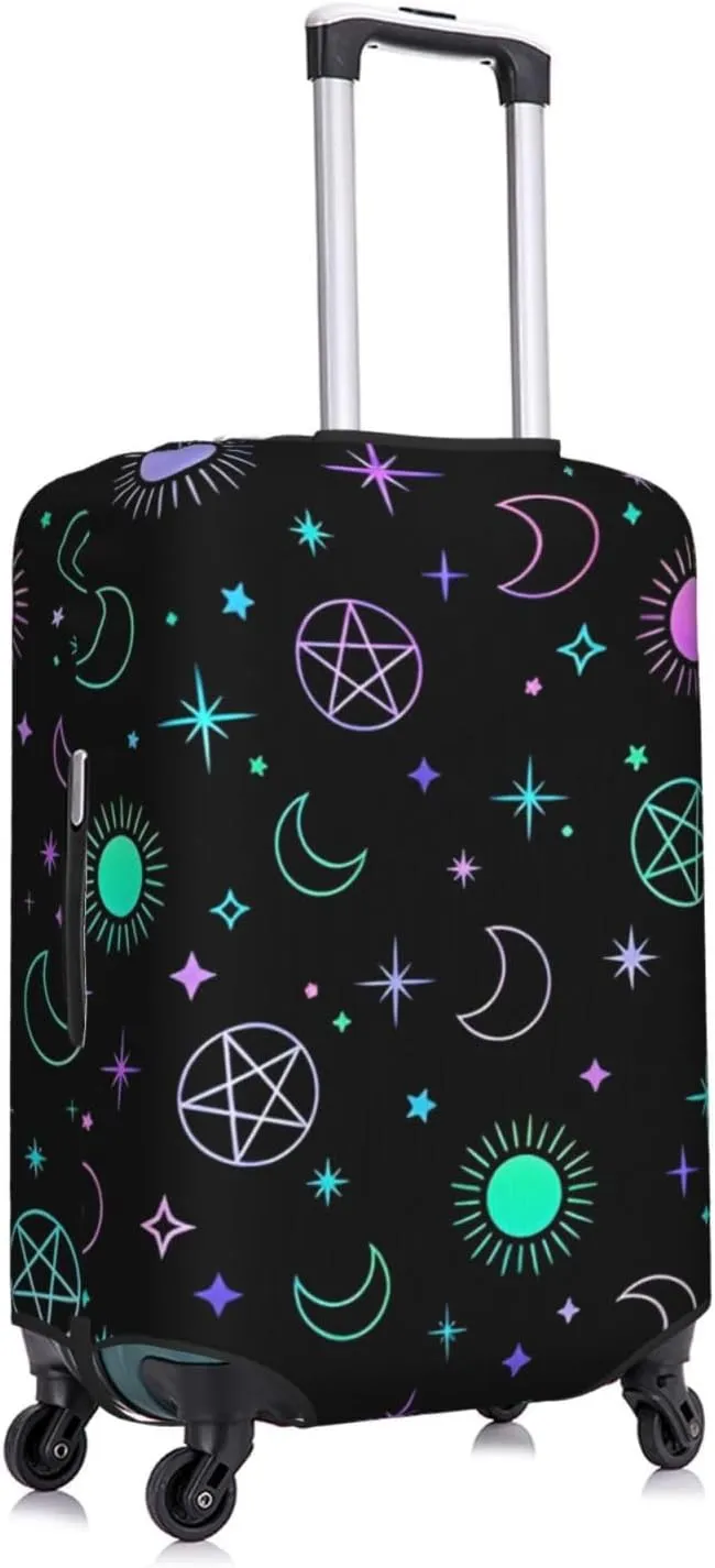 Travel Luggage Cover Suitcase Elastic Washable Stretch Mystical Esoteric Sun Moon Suitcase Protector Bag,Anti-Scratch Dust-Proof Double-Sided Baggage Covers For Wheeled Suitcase Kid Adult,Medium