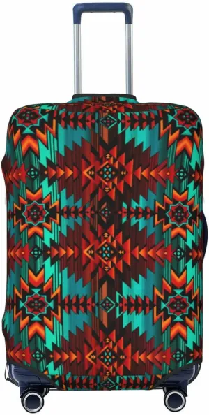 Travel Luggage Cover Suitcase Elastic Washable Stretch Native American Geometric Ethnic 2 Suitcase Protector Bag,Anti-Scratch Spandex With Zipper Closure Baggage Covers For Wheeled Suitcase Kid Adult