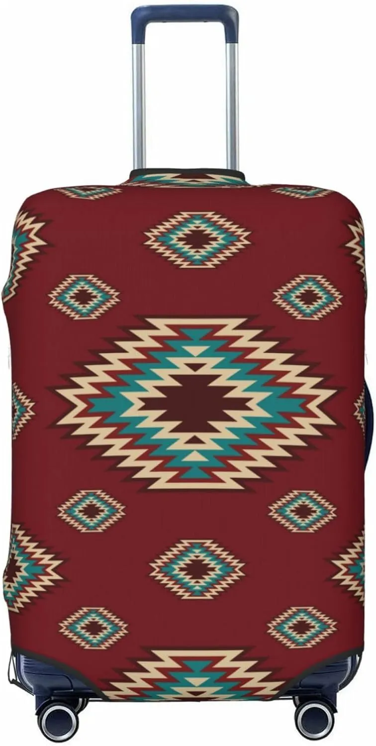 Travel Luggage Cover Suitcase Elastic Washable Stretch North American Southwestern Ethnic Tribal Suitcase Protector Bag,Anti-Scratch Spandex Double-Sided Baggage Covers For Wheeled Suitcase Kid Adult