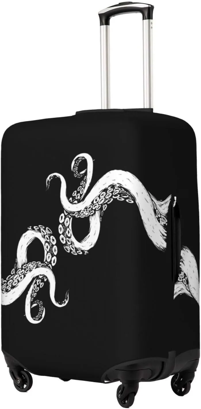 Travel Luggage Cover Suitcase Elastic Washable Stretch Octopus Tentacles Black Suitcase Protector Bag,Anti-Scratch Dust-Proof Double-Sided Baggage Covers For Wheeled Suitcase Kid Adult