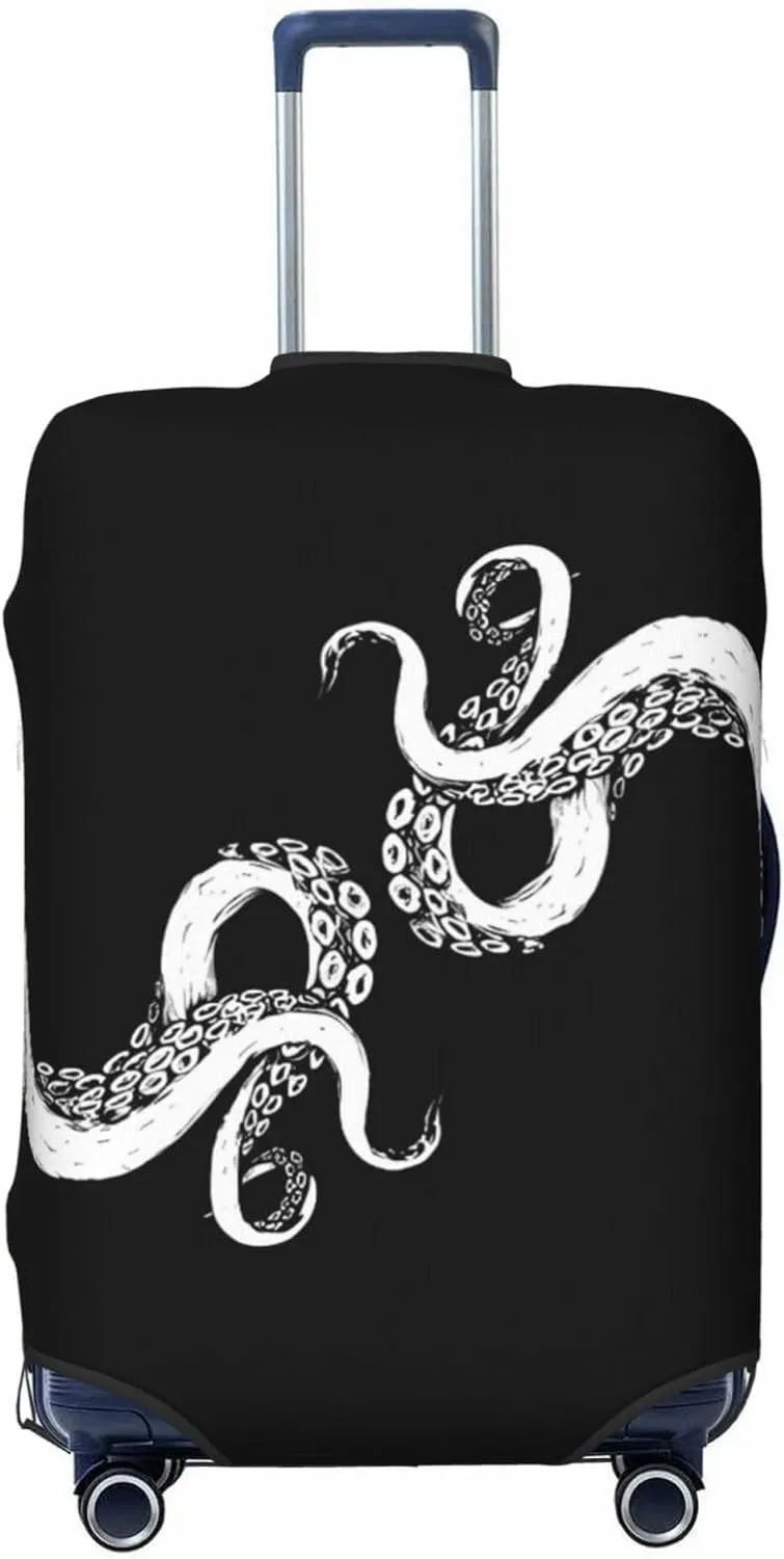 Travel Luggage Cover Suitcase Elastic Washable Stretch Octopus Tentacles Black Suitcase Protector Bag,Anti-Scratch Dust-Proof Double-Sided Baggage Covers For Wheeled Suitcase Kid Adult