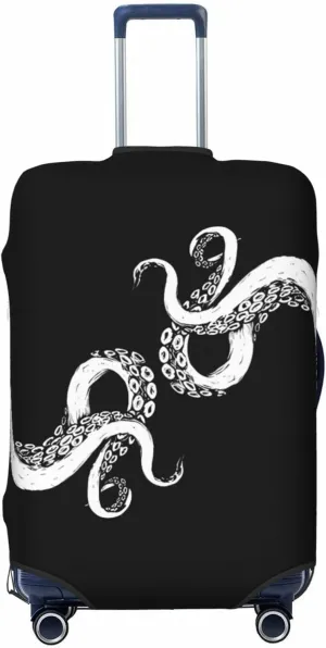Travel Luggage Cover Suitcase Elastic Washable Stretch Octopus Tentacles Black Suitcase Protector Bag,Anti-Scratch Dust-Proof Double-Sided Baggage Covers For Wheeled Suitcase Kid Adult
