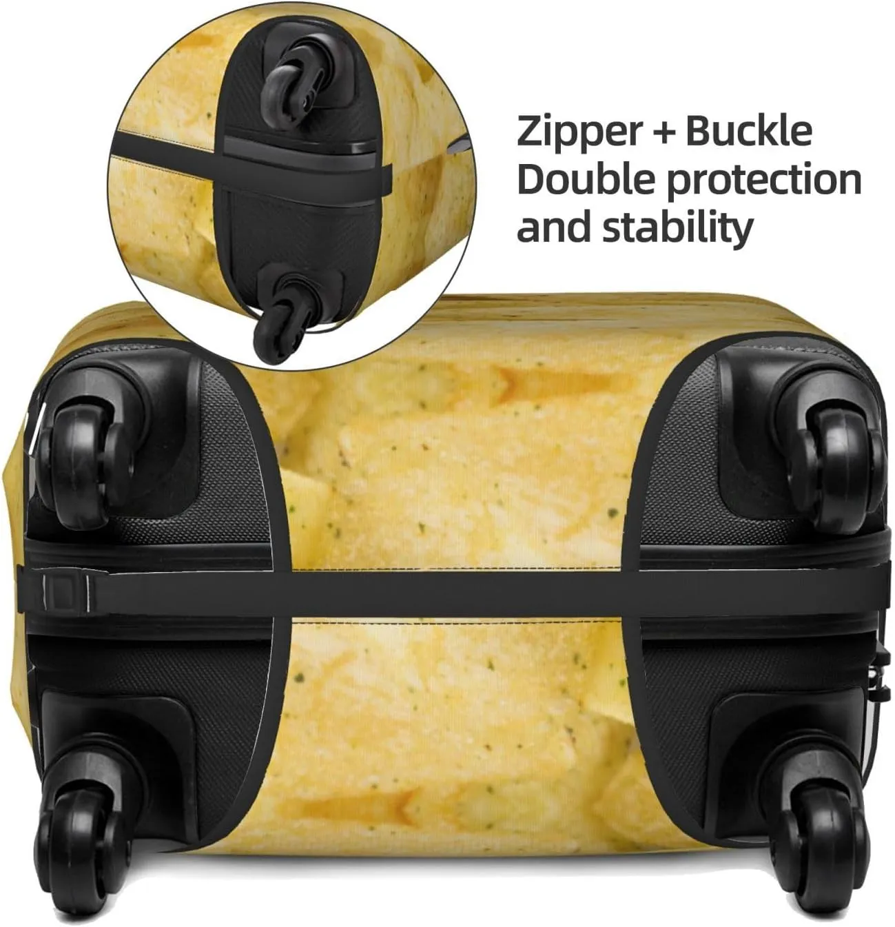Travel Luggage Cover Suitcase Elastic Washable Stretch Potato Chips Print Suitcase Protector Bag,Anti-Scratch Dust-Proof With Zipper Closure