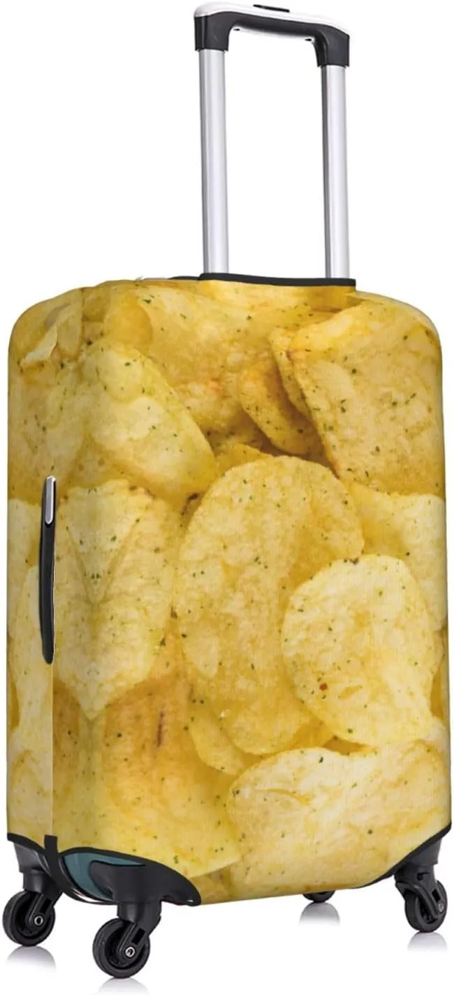 Travel Luggage Cover Suitcase Elastic Washable Stretch Potato Chips Print Suitcase Protector Bag,Anti-Scratch Dust-Proof With Zipper Closure