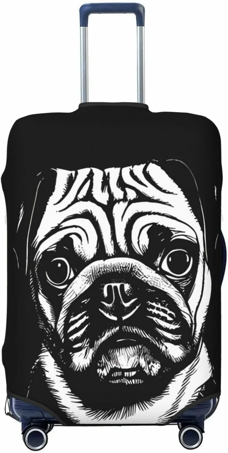 Travel Luggage Cover Suitcase Elastic Washable Stretch Pug Dog Suitcase Protector Bag,Anti-Scratch Spandex Double-Sided Baggage Covers For Wheeled Suitcase Kid Adult